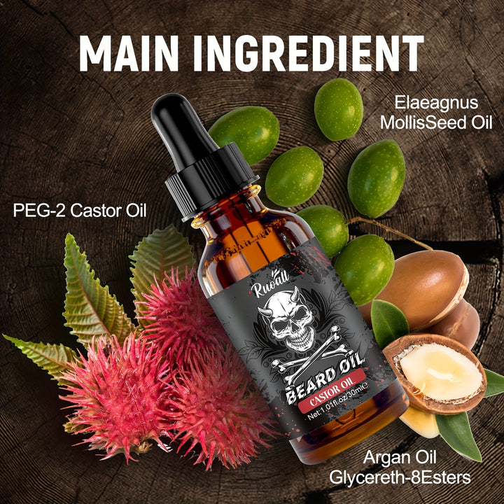 30ml Beard Essential Oil, Rich In Castor Oil, Smooth Beard, Drop Design, Convenient And Applicable, Vigorous Skin Care, Lasting Moisture