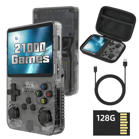 R36S Console de jeu portable avec système Linux Open Source, carte TF 128 Go, 20 000 jeux rétro, écran IPS de 3.5" et batterie 3 500 mAh