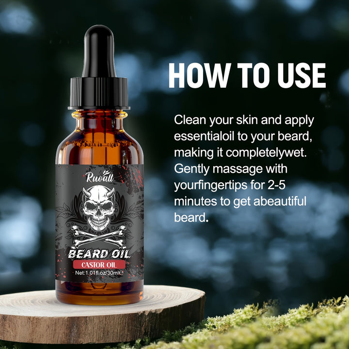 30ml Beard Essential Oil, Rich In Castor Oil, Smooth Beard, Drop Design, Convenient And Applicable, Vigorous Skin Care, Lasting Moisture