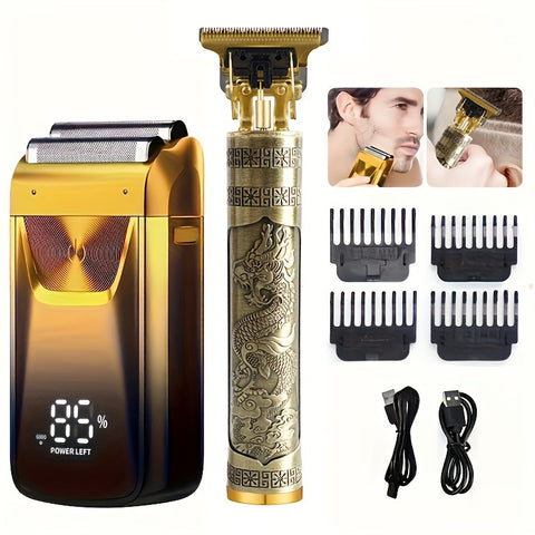 MIGUAN Electric Razor and Beard Trimmer Kit for Men - USB Rechargeable Lithium Battery 1200mAh, Multi-Purpose Hair Clipper, Shaving & Grooming Set with Foil Shaver, 4V-12V Operating Voltage, Barber Clippers – Men's Gift