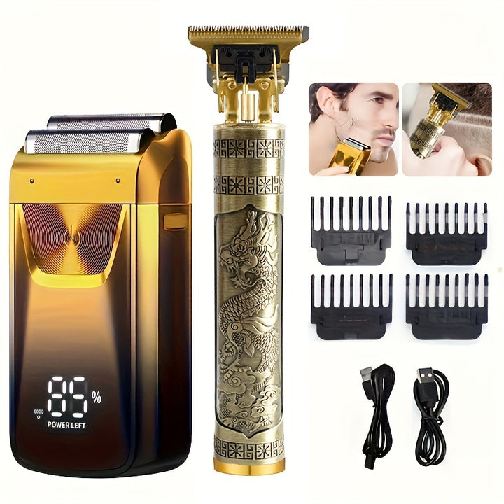 MIGUAN Electric Razor and Beard Trimmer Kit for Men - USB Rechargeable Lithium Battery 1200mAh, Multi-Purpose Hair Clipper, Shaving & Grooming Set with Foil Shaver, 4V-12V Operating Voltage, Barber Clippers – Men's Gift