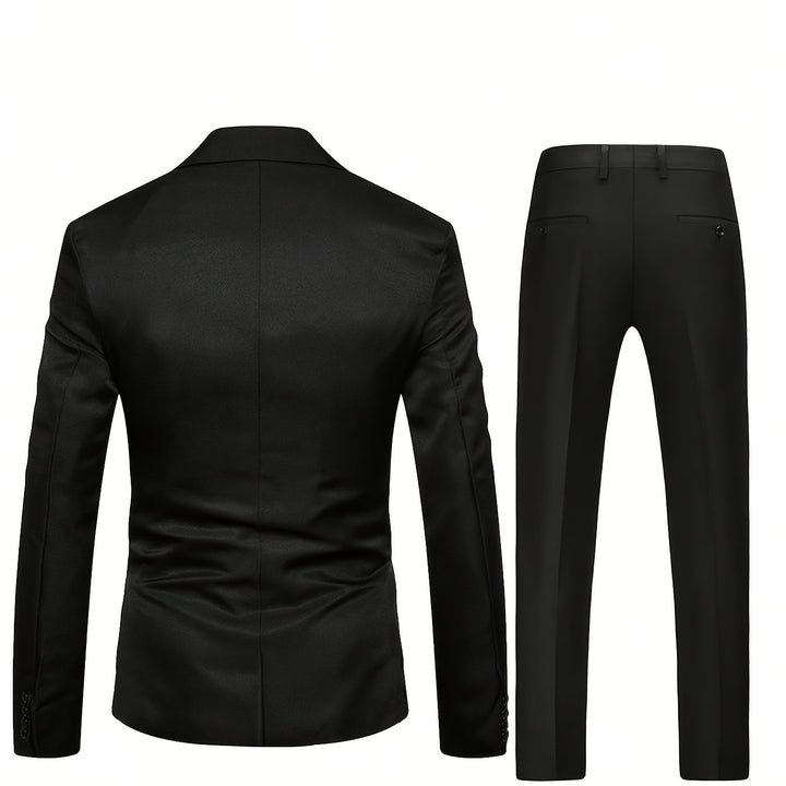 2-pack Set Of Men's Solid Color Business Outfits, Notch Lapel Collar Buttoned Blazer And Pants, Classic And Chic Set For Business, Banquet Wear And Formal Occasions