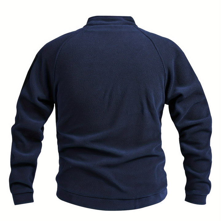 Men's Tactical Stand Collar Sweatshirt - Warm, Breathable Fleece for Fall/Winter, Casual Solid Color with Zip Detail, Machine Washable, Fleece Lined Sweatshirt