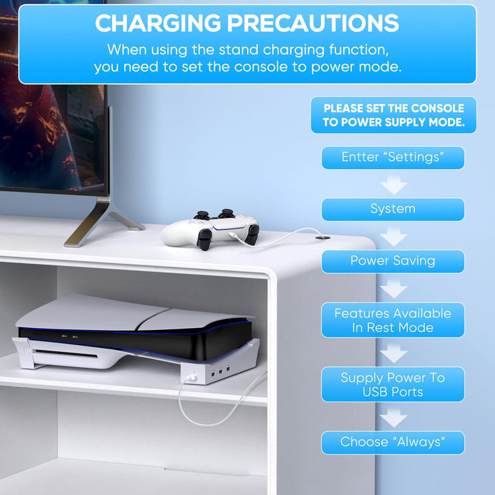 Support Horizontal pour Console PS5 Pro/PS5 Slim avec Hub USB 4 Ports, Base Accessoires pour Playstation 5 Pro/Playstation 5 Slim Disc&Digital Edition,Support avec 4 Ports USB 2.0 Date pour Chargement