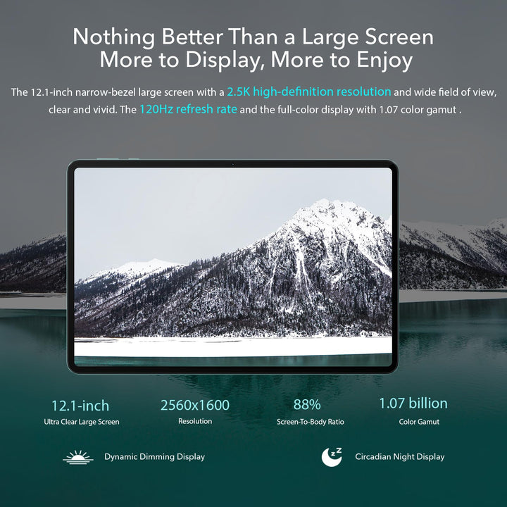 HONOR Pad 9 8Go 256Go Tablette, 12.1 Pouces 120Hz 2.5K Fullview Display, Snapdragon 6 Gen 1, 8 Haut-parleurs, Metal Body, Android 13, Google Service WiFi Tablet, Gris