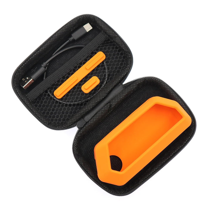 HCJYC 5 in 1 Protective Accessories Soft Silicone Case & EVA Carrying Case & 3 Pack of Screen Protect & SD Card Dust Plug & GPIO Dust Plug for Flipper Zero - Blue Set (Orange)