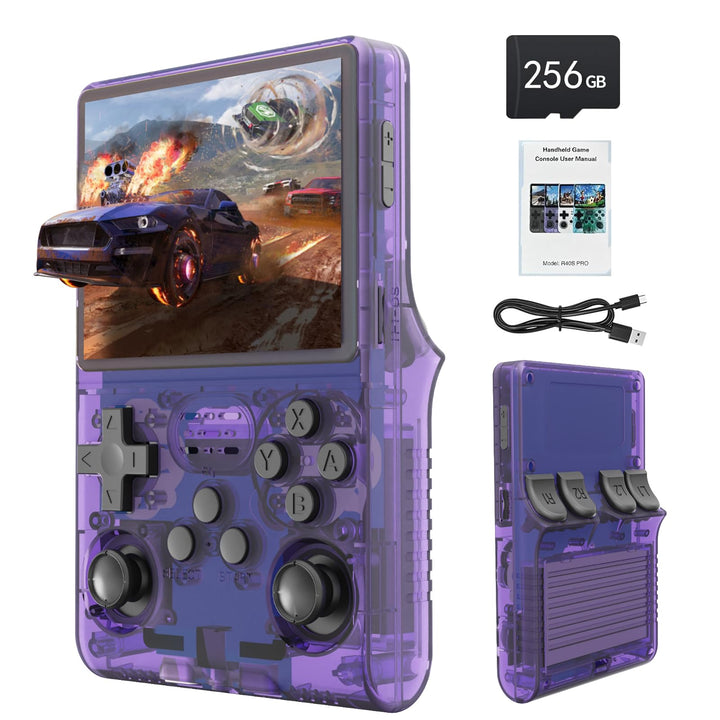 R40S Console de Jeu Portable, 30 000 Jeux rétro en 1 Console de Jeu avec système Linux Open Source, Carte TF 256 Go, écran IPS de 3.5" et Batterie 3 800 mAh (Pourpre)