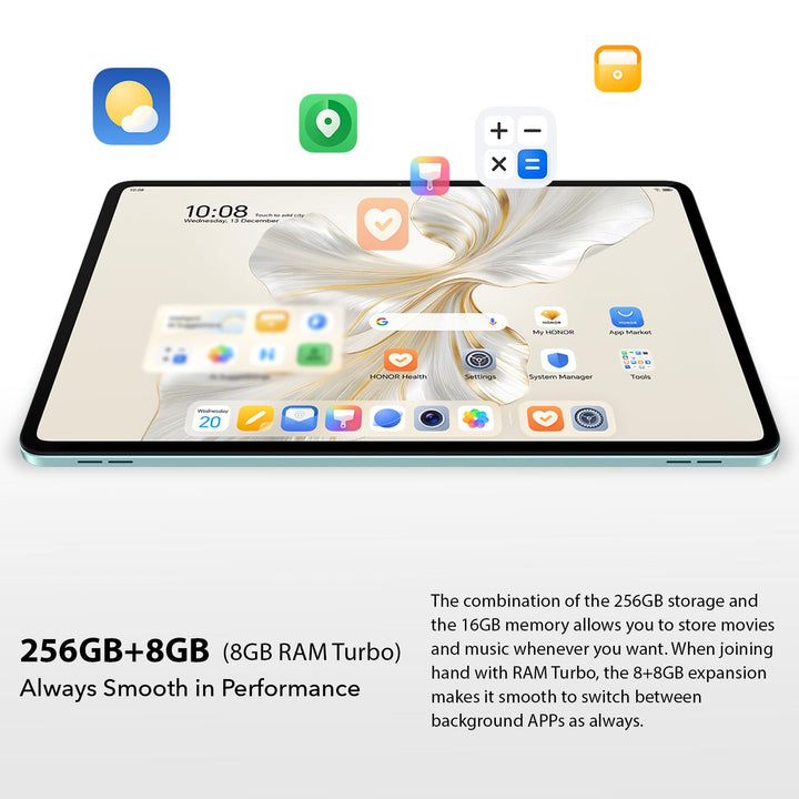 HONOR Pad 9 8Go 256Go Tablette, 12.1 Pouces 120Hz 2.5K Fullview Display, Snapdragon 6 Gen 1, 8 Haut-parleurs, Metal Body, Android 13, Google Service WiFi Tablet, Gris