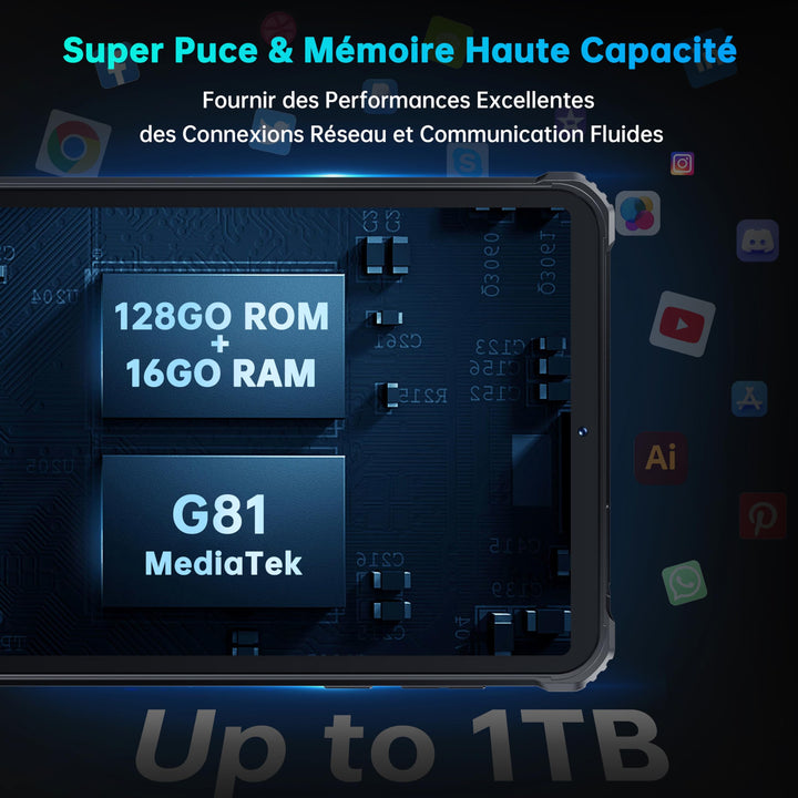 OUKITEL RT3 Pro Tablette Incassable - Android 14 Tablette Tactile 8 Pouces,16GO(4+12) RAM + 128GO ROM,5150mAh Tablette Durcie 4G,16MP Caméra, Dual SIM 4G,IP68/GPS/OTG/NFC/2Ans Garantie,Noir
