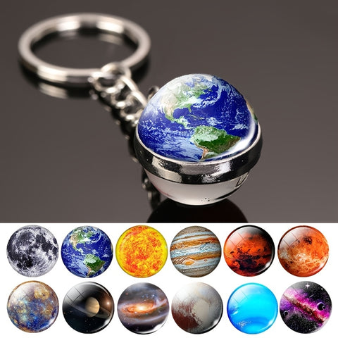 Creative Planets Galaxy Moon Keychain Pendant, Portable Planet Key Ring, Gift Souvenir For Men Women Boys And Girls