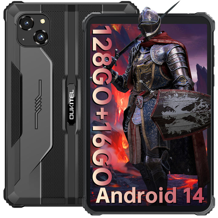 OUKITEL RT3 Pro Tablette Incassable - Android 14 Tablette Tactile 8 Pouces,16GO(4+12) RAM + 128GO ROM,5150mAh Tablette Durcie 4G,16MP Caméra, Dual SIM 4G,IP68/GPS/OTG/NFC/2Ans Garantie,Noir