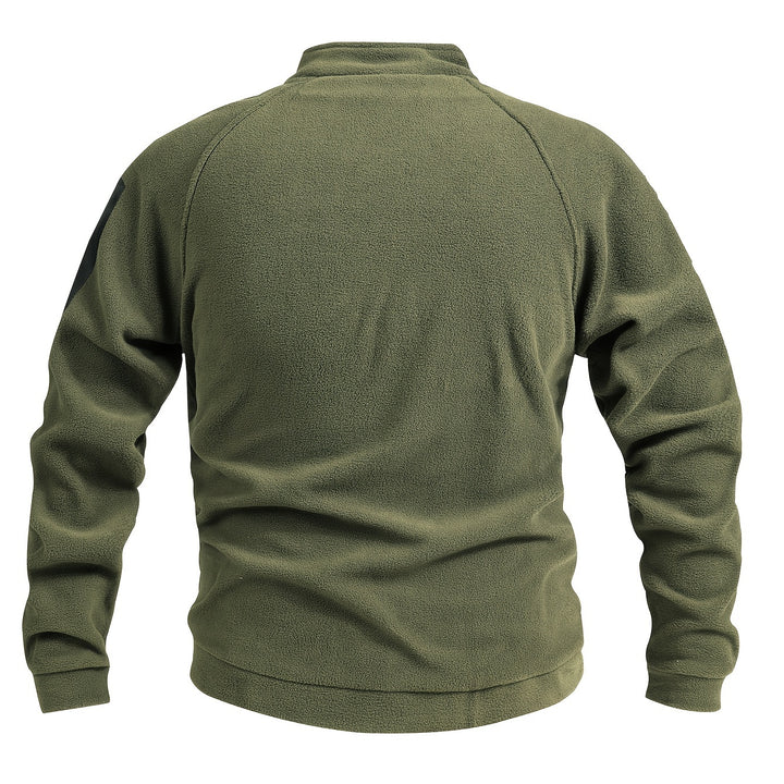 Men's Tactical Stand Collar Sweatshirt - Warm, Breathable Fleece for Fall/Winter, Casual Solid Color with Zip Detail, Machine Washable, Fleece Lined Sweatshirt