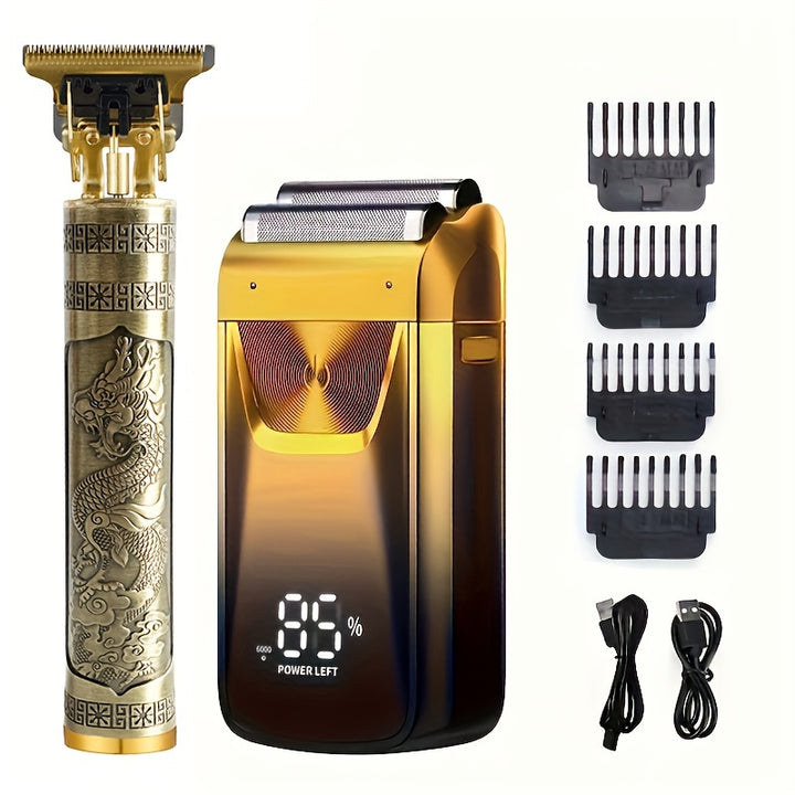 MIGUAN Electric Razor and Beard Trimmer Kit for Men - USB Rechargeable Lithium Battery 1200mAh, Multi-Purpose Hair Clipper, Shaving & Grooming Set with Foil Shaver, 4V-12V Operating Voltage, Barber Clippers – Men's Gift