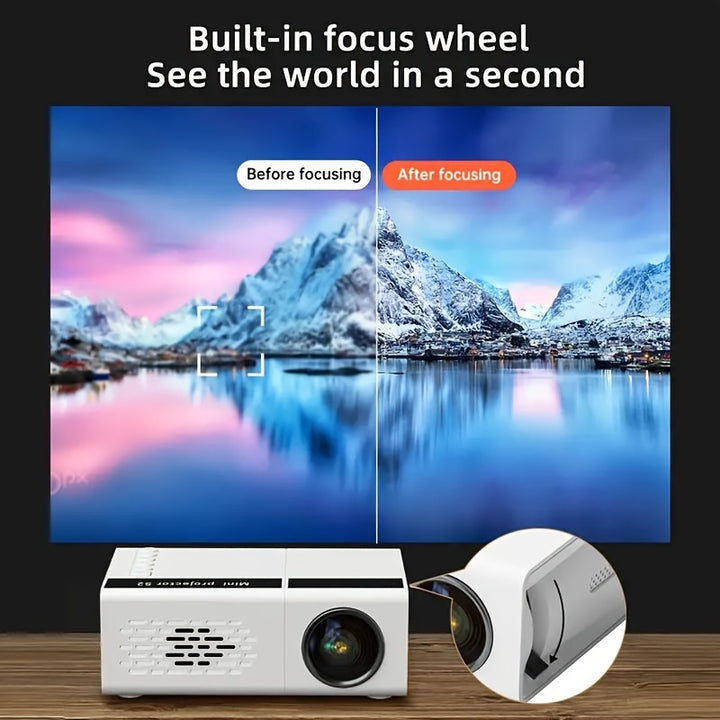 Home Theater Projector suitable for Bedroom and Ceiling, Cinema Projector Compatible USB and EU Plug, Indoor High bright Projector Support Wired Screen Sharing